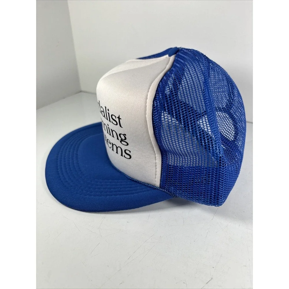 Medalist Forming Systems‎ Trucker Snapback Mesh Hat Workwear Cap Blue White